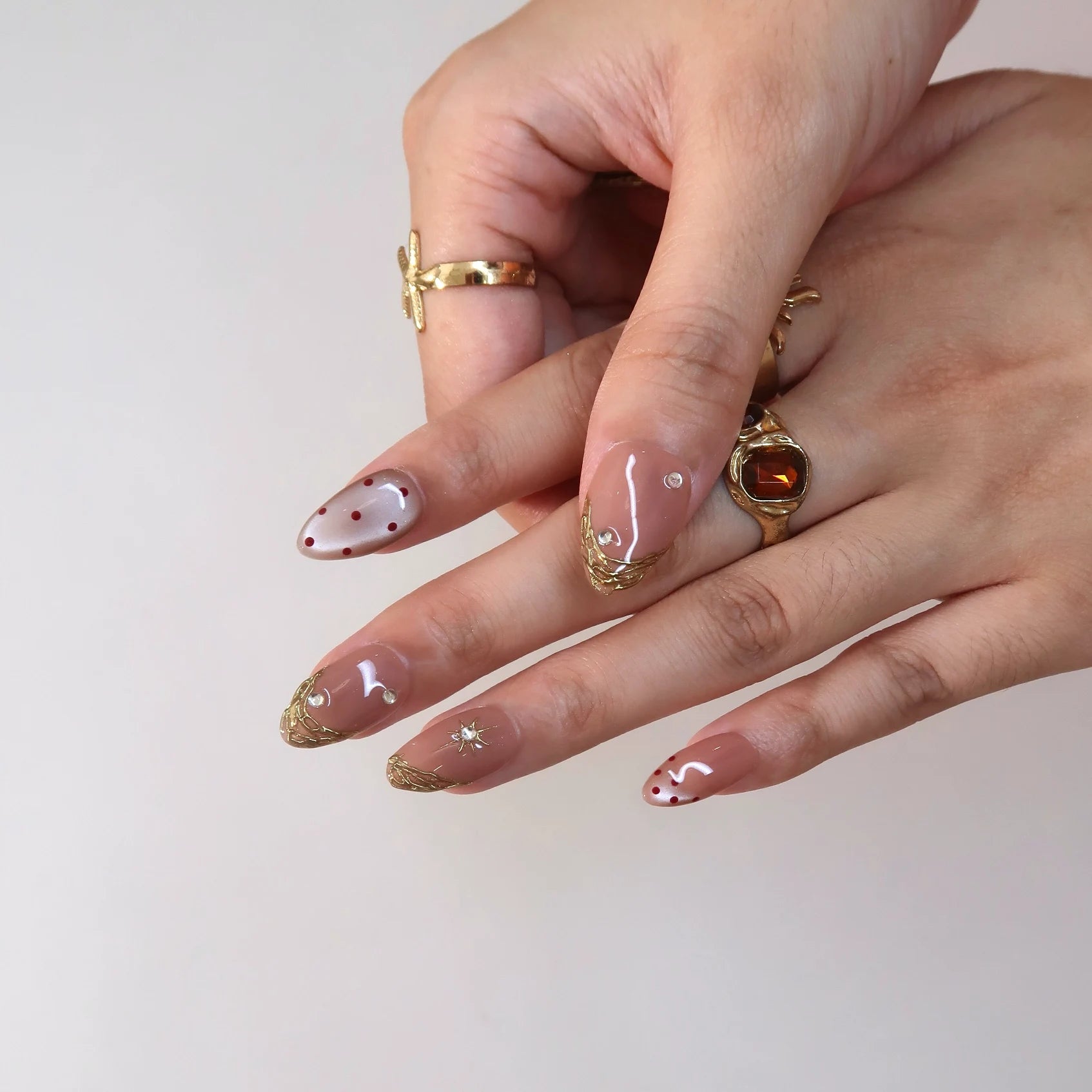 Little Crush - Ersa Nails Nude Gold PressOnNails