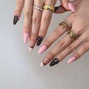 Little Darling - Ersa Nails Pink Brown Short Almond PressOnNails