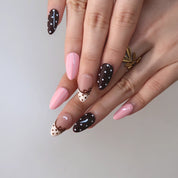 Little Darling - Ersa Nails Pink Brown Short Almond PressOnNails