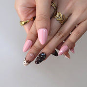 Little Darling - Ersa Nails Pink Brown Short Almond PressOnNails