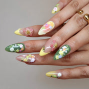 Little Garden - Ersa Nails Pink Yellow Jade PressOnNails