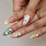Little Garden - Ersa Nails Pink Yellow Jade PressOnNails