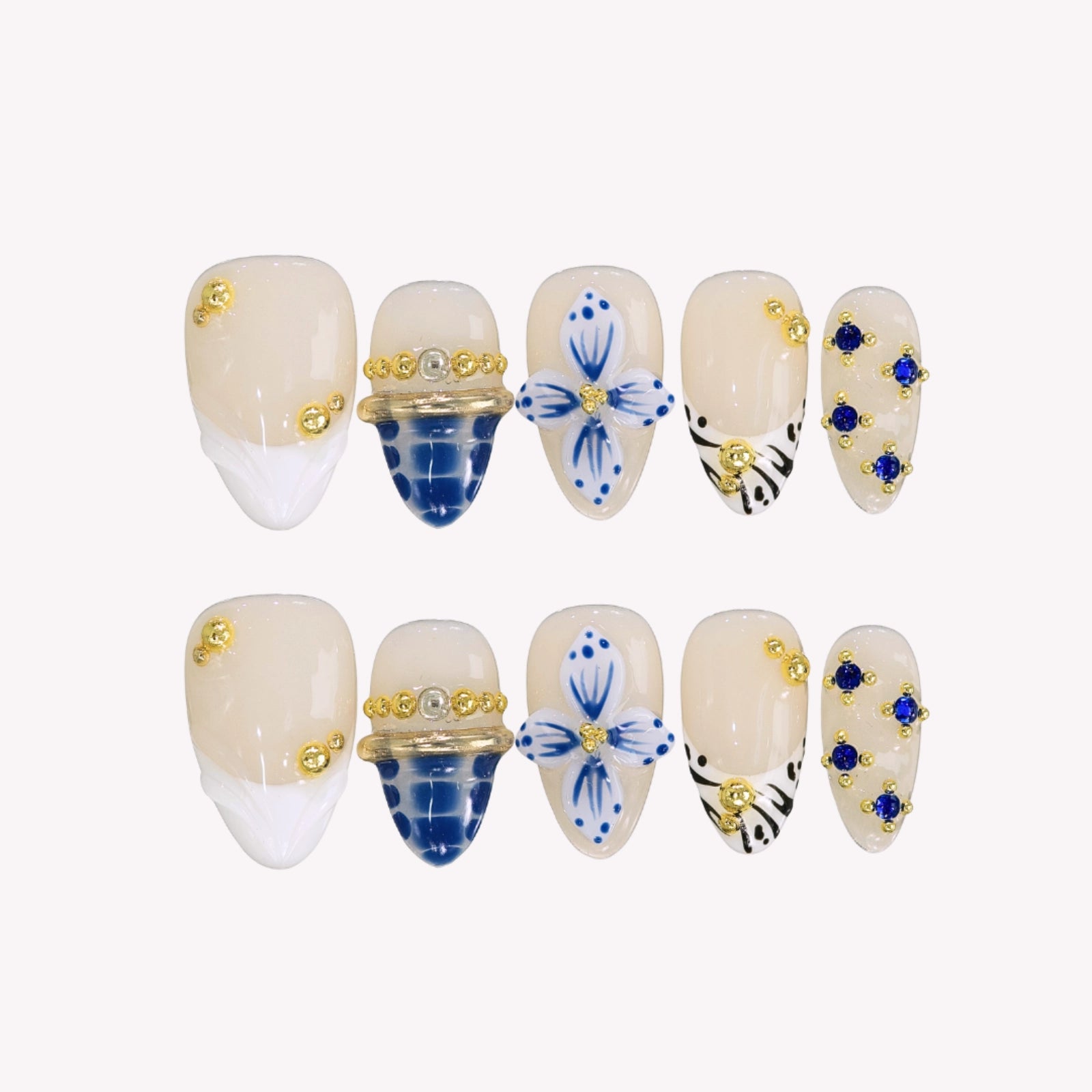 Little Luxury - Ersa Nails Blue White PressOnNails