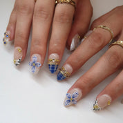 Little Luxury - Ersa Nails Blue White PressOnNails