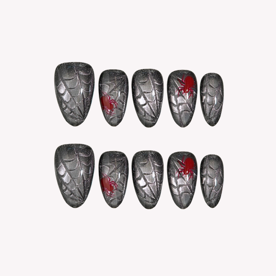 Lost In Darkness - Ersa Nails Black Red PressOnNails