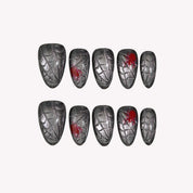 Lost In Darkness - Ersa Nails Black Red PressOnNails