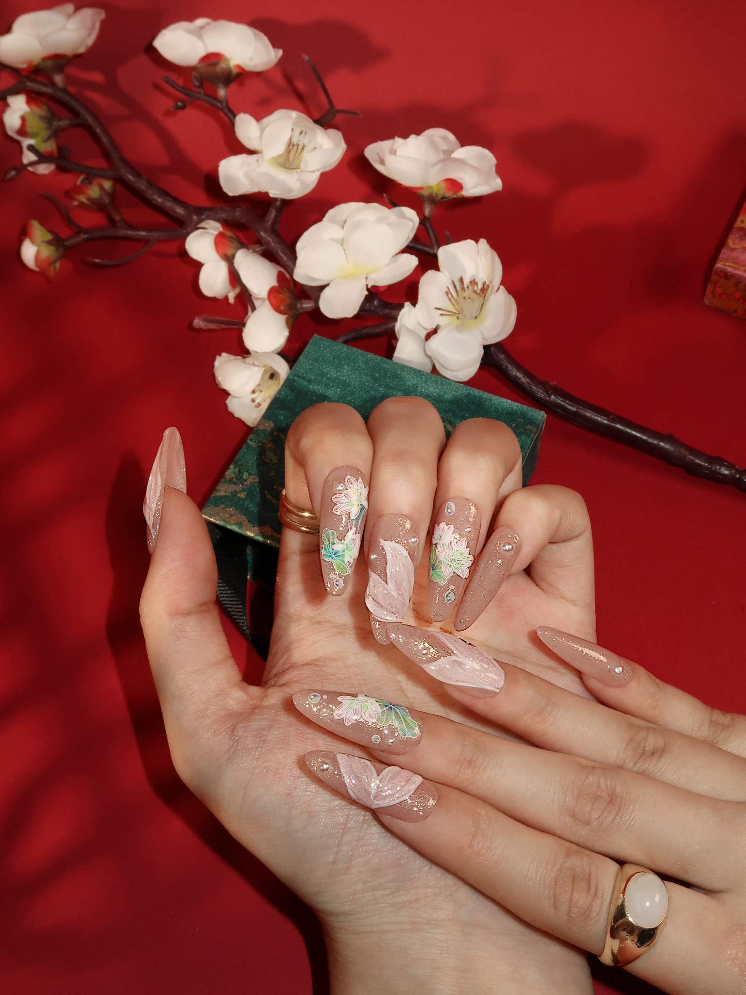  Lotus Fairy - Ersa Nails Nude Pink Long Oval PressOnNails