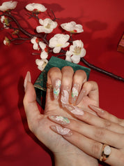  Lotus Fairy - Ersa Nails Nude Pink Long Oval PressOnNails