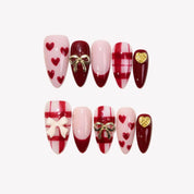 Love Actually - Ersa Nails Pink Red PressOnNails