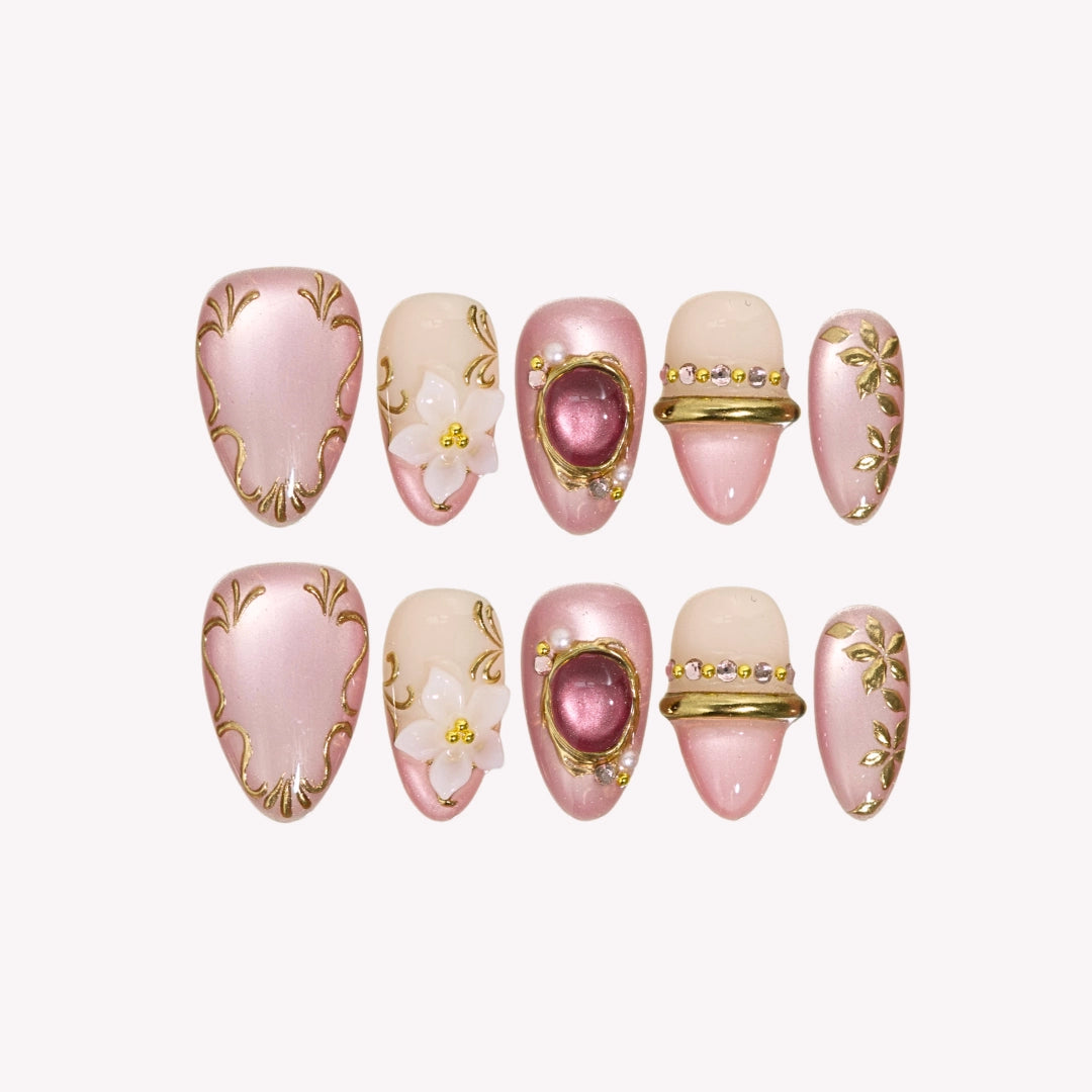 Love Letter - Ersa Nails Pink Gold PressOnNails