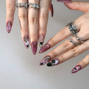 Love Spell - Ersa Nails Pink Black PressOnNails