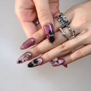 Love Spell - Ersa Nails Pink Black PressOnNails