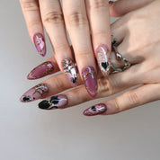 Love Spell - Ersa Nails Pink Black PressOnNails