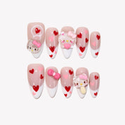 Lovely - Ersa Nails Nude White Red PressOnNails