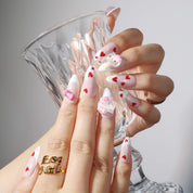 Lovely - Ersa Nails Nude White Red PressOnNails