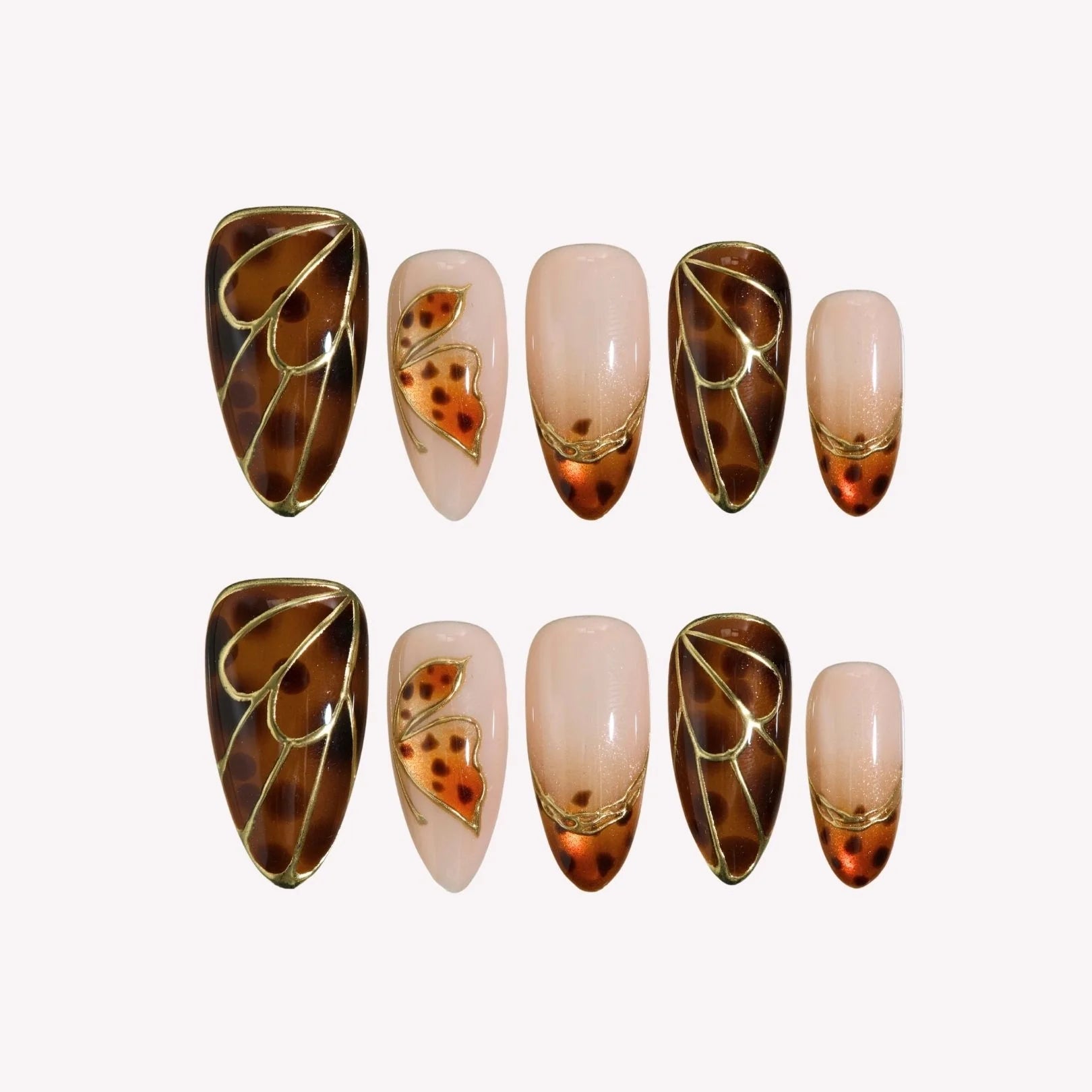 Made to Glow - Ersa Nails Nude Brown Medium Almond PressOnNails