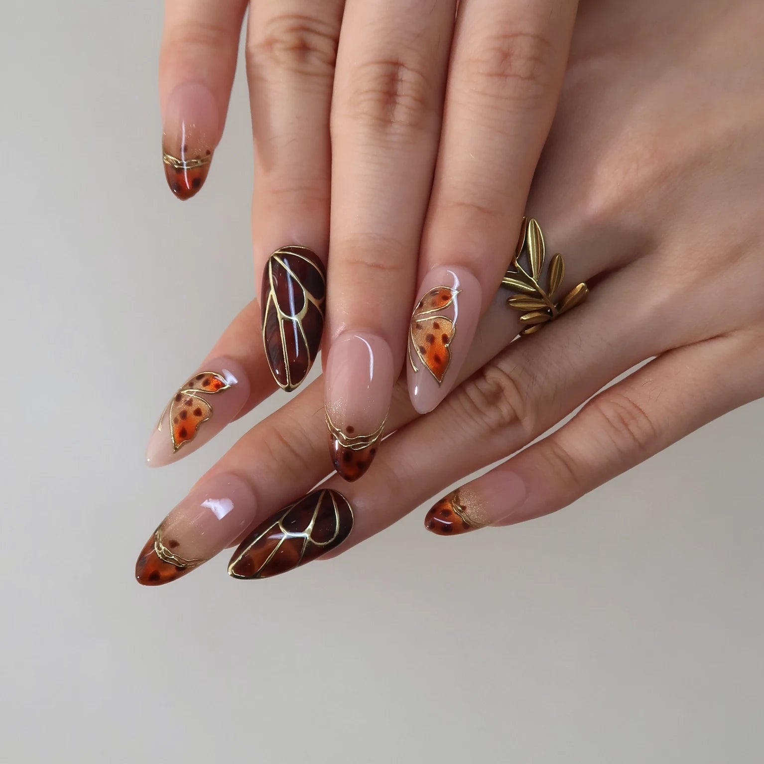 Made to Glow - Ersa Nails Nude Brown Medium Almond PressOnNails