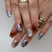 Magic Hour- Ersa Nails Brown Blue PressOnNails