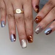 Magic Hour- Ersa Nails Brown Blue PressOnNails