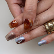 Magic Hour- Ersa Nails Brown Blue PressOnNails
