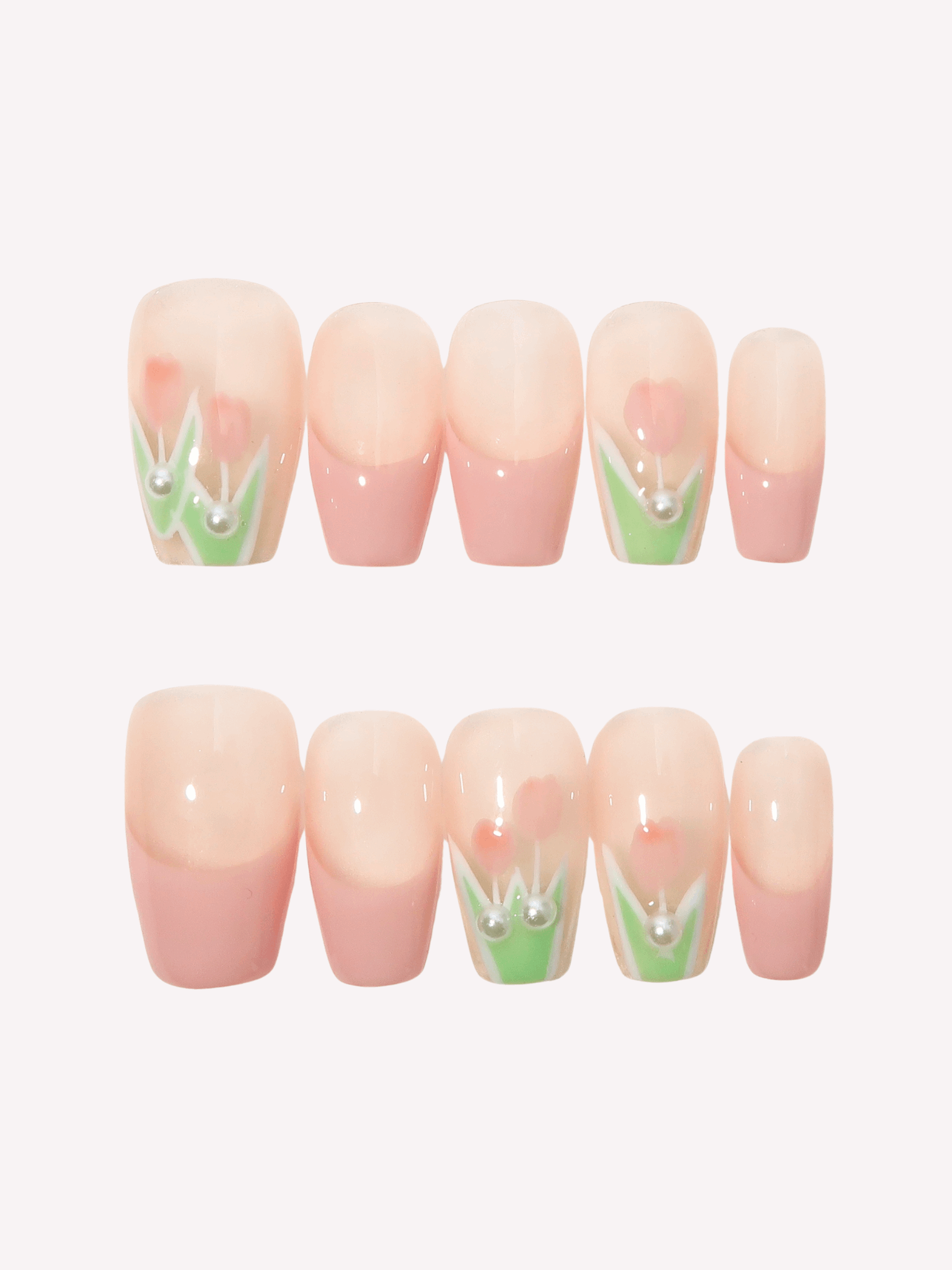 Magic Tulip - Ersa Nails Pink Short Coffin PressOnNails