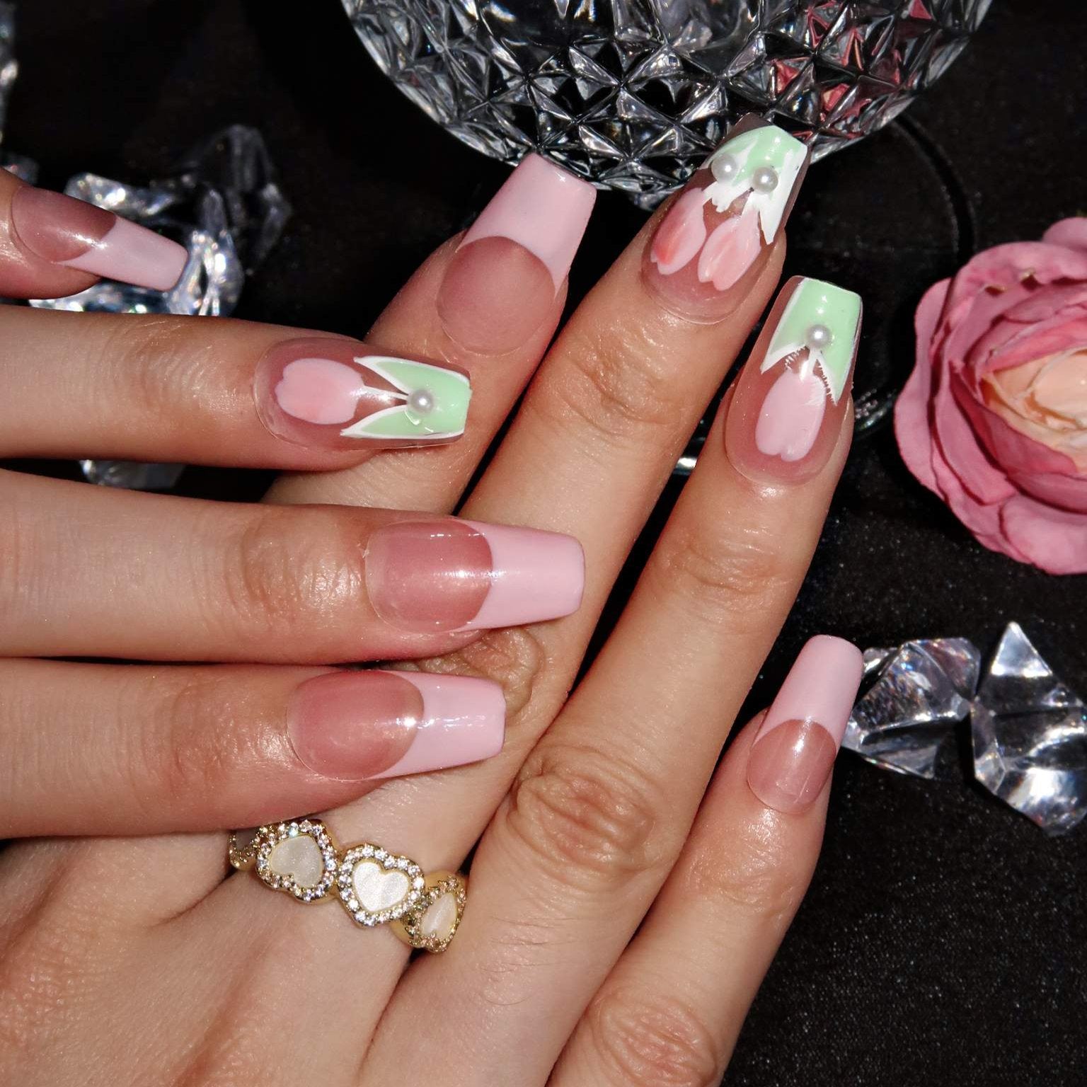 Magic Tulip - Ersa Nails Pink Short Coffin PressOnNails