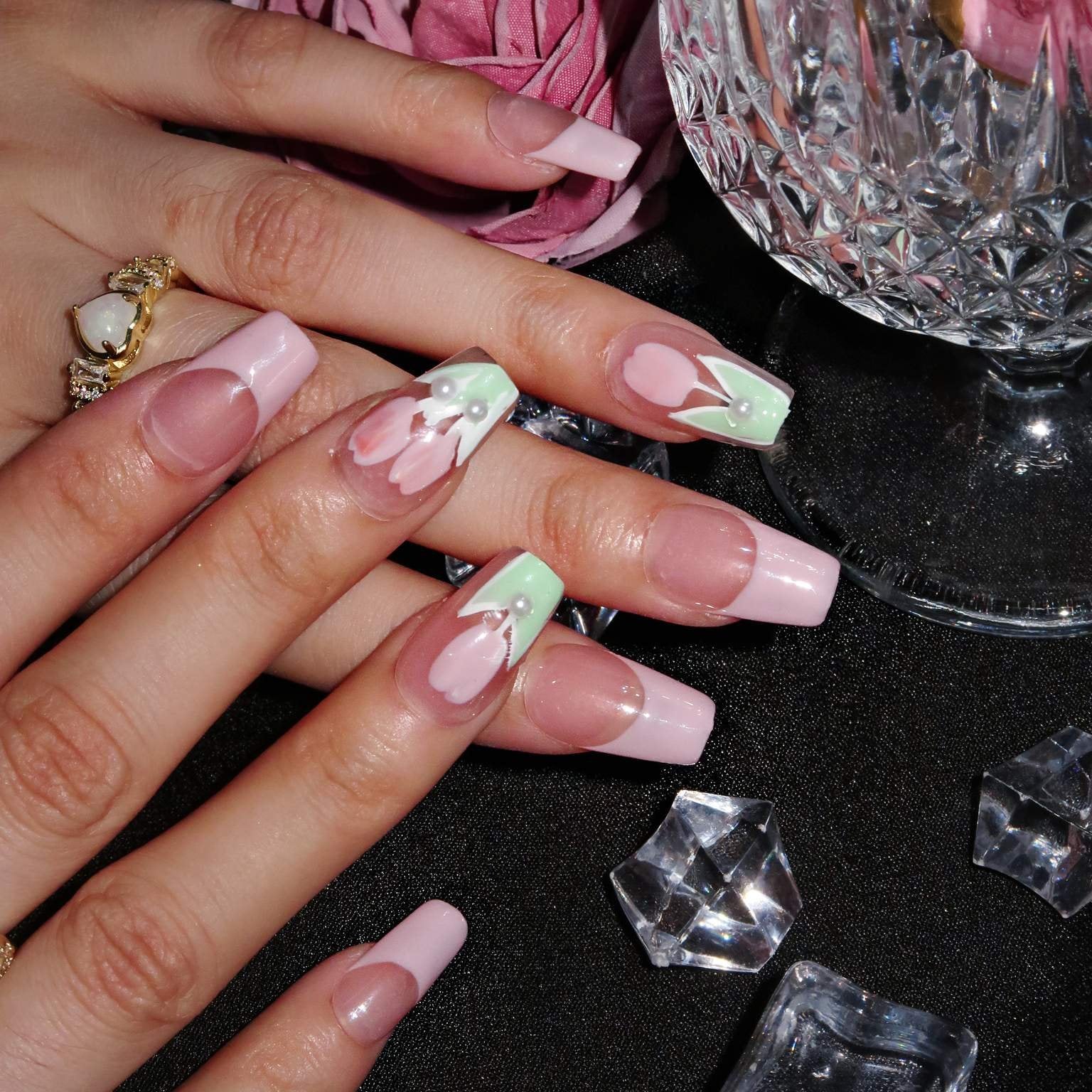 Magic Tulip - Ersa Nails Pink Short Coffin PressOnNails