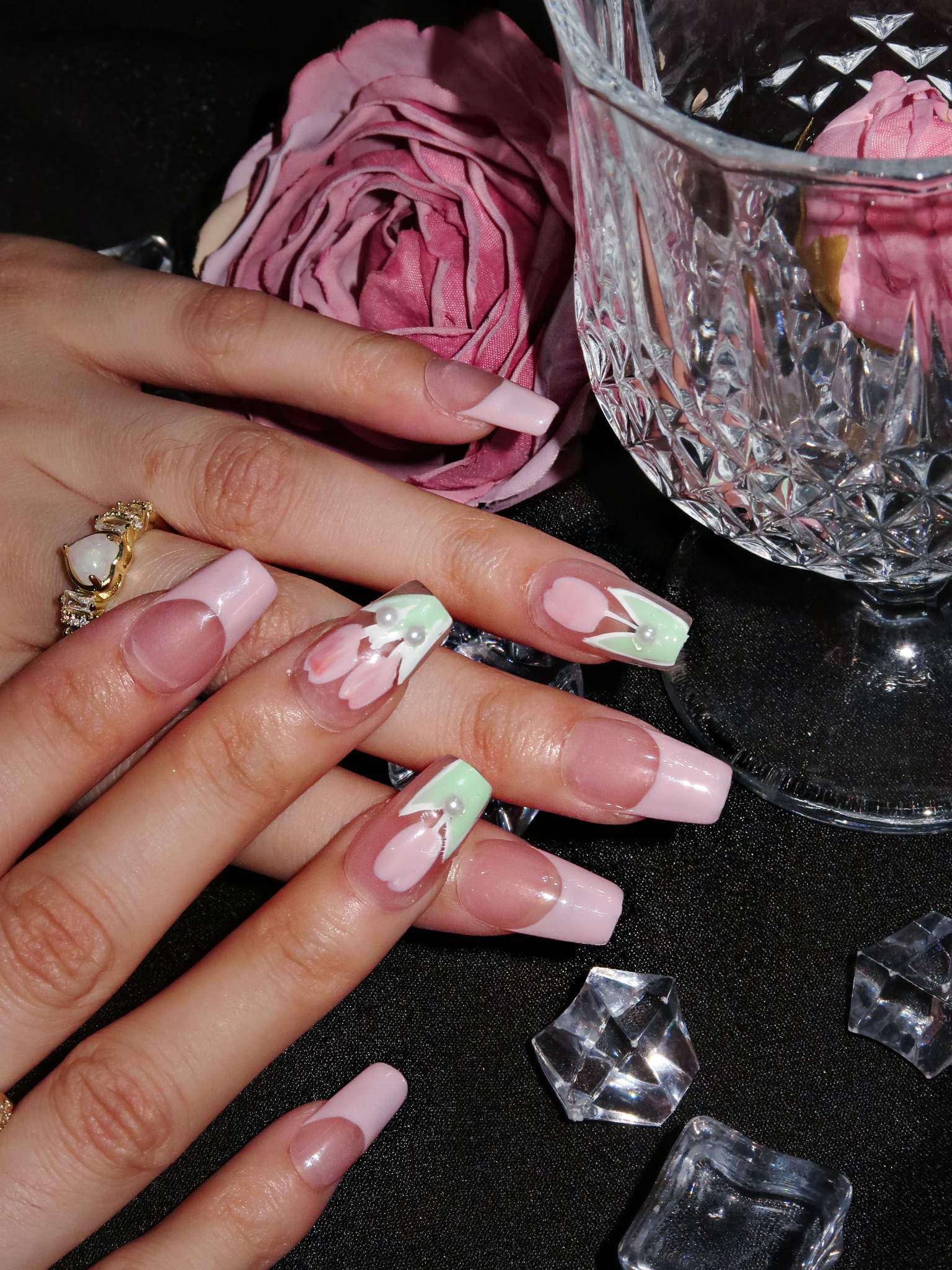 Magic Tulip - Ersa Nails Pink Short Coffin PressOnNails