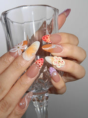 Malibu Beach - Ersa Nails Nude Purple Orange PressOnNails