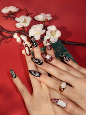  Mamianqun - Ersa Nails Black Red Med Almond PressOnNails