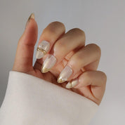 Material Girl - Ersa Nails Gold Short Almond PressOnNails