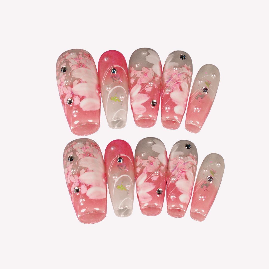 Mayflowers- Ersa Nails Pink Med Coffin PressOnNails