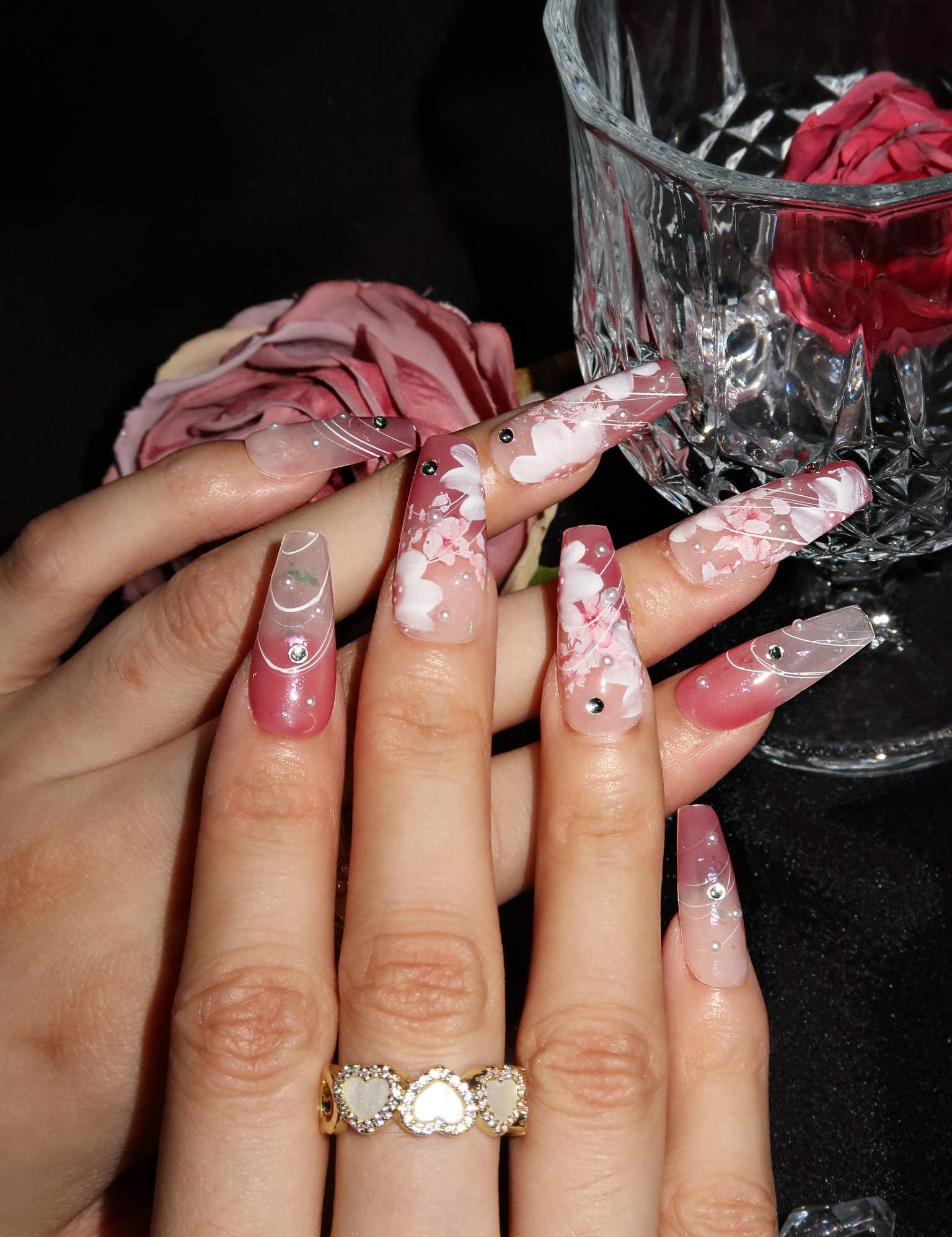 Mayflowers- Ersa Nails Pink Med Coffin PressOnNails