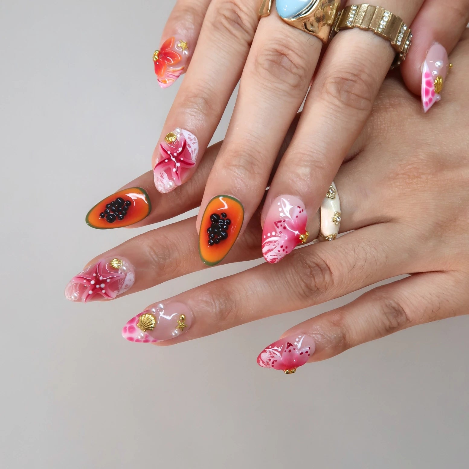 Melody of Summer - Ersa Nails Pink Nude Orange PressOnNails