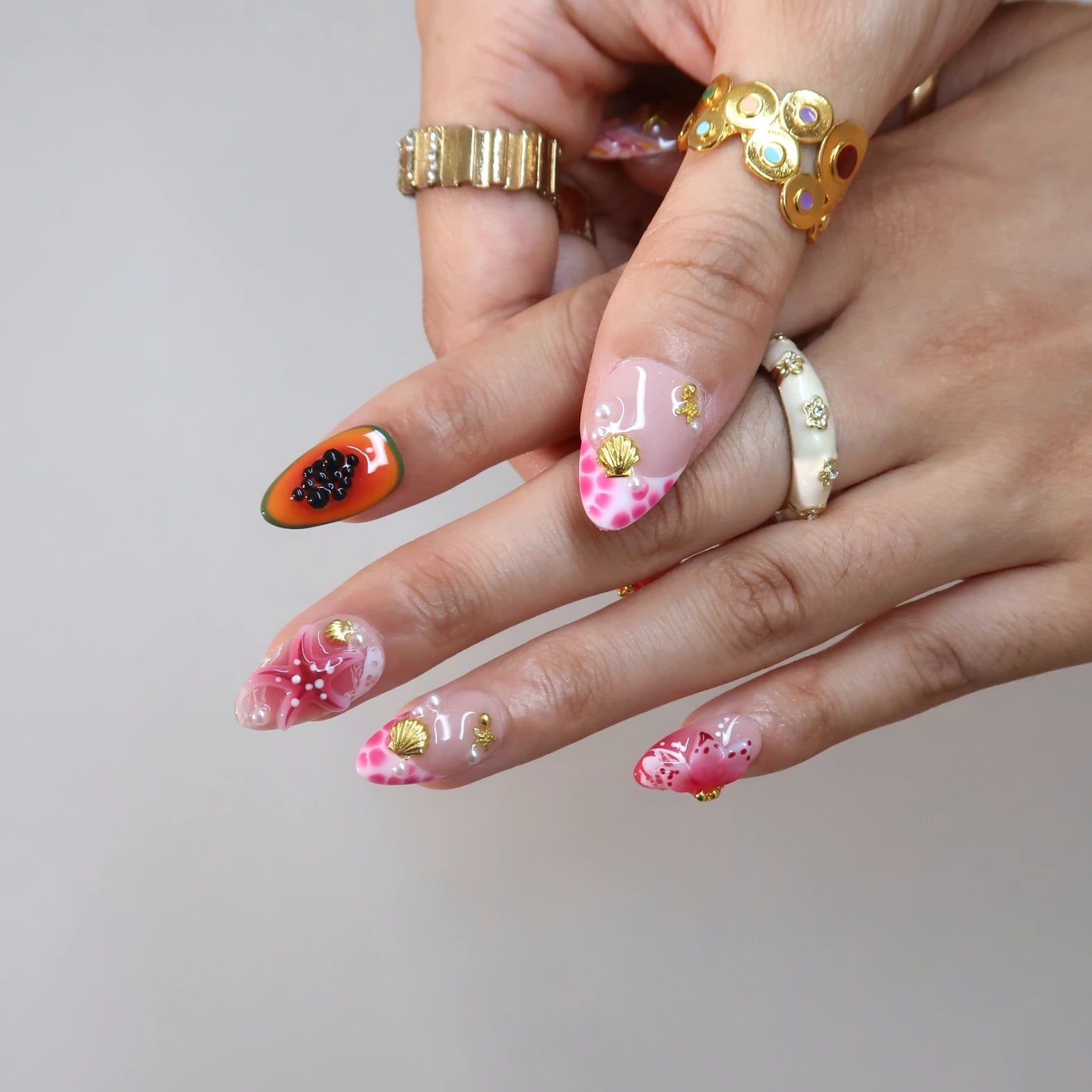 Melody of Summer - Ersa Nails Pink Nude Orange PressOnNails