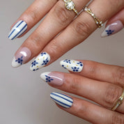 Milk & Berries - Ersa Nails Nude Blue White PressOnNails