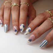 Milk & Berries - Ersa Nails Nude Blue White PressOnNails