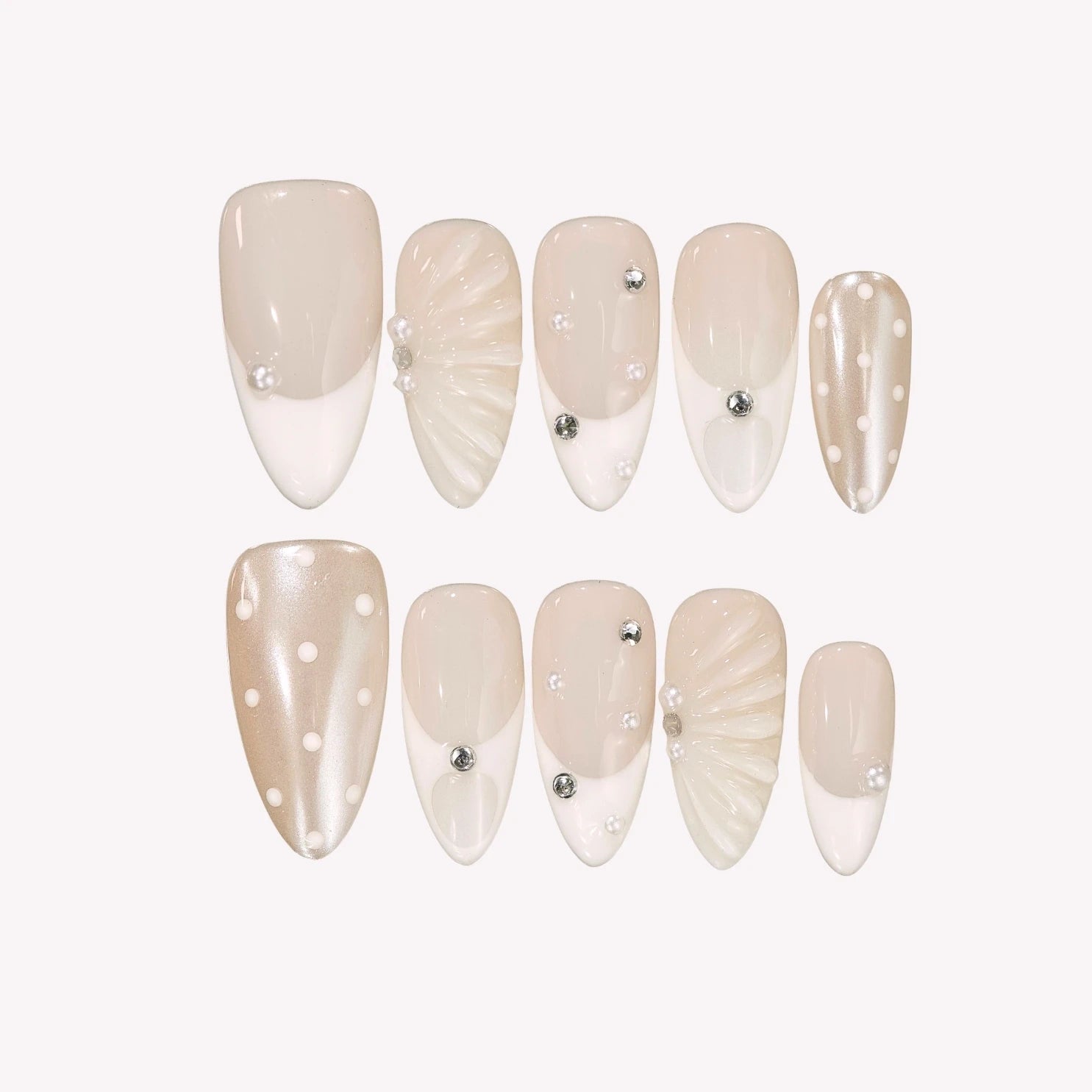 Milky Crystal - Ersa Nails Nude White PressOnNails