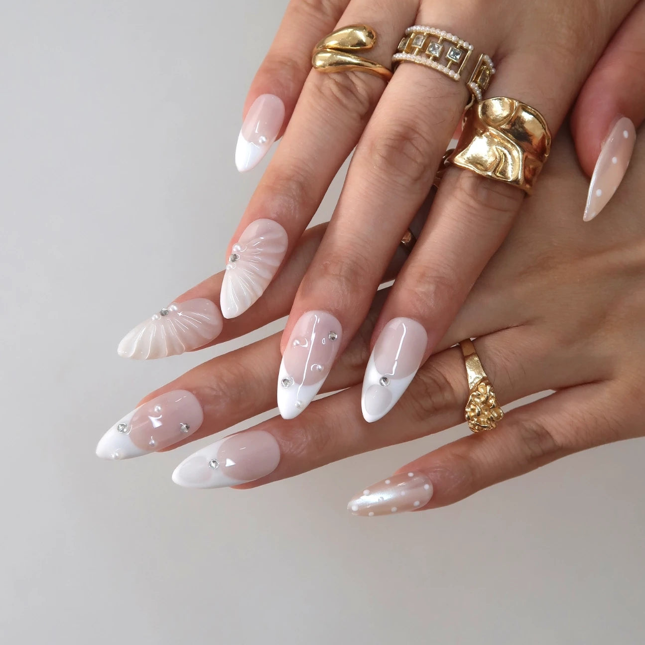 Milky Crystal - Ersa Nails Nude White PressOnNails