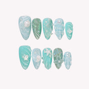 Mint Vacay - Ersa Nails White Blue PressOnNails