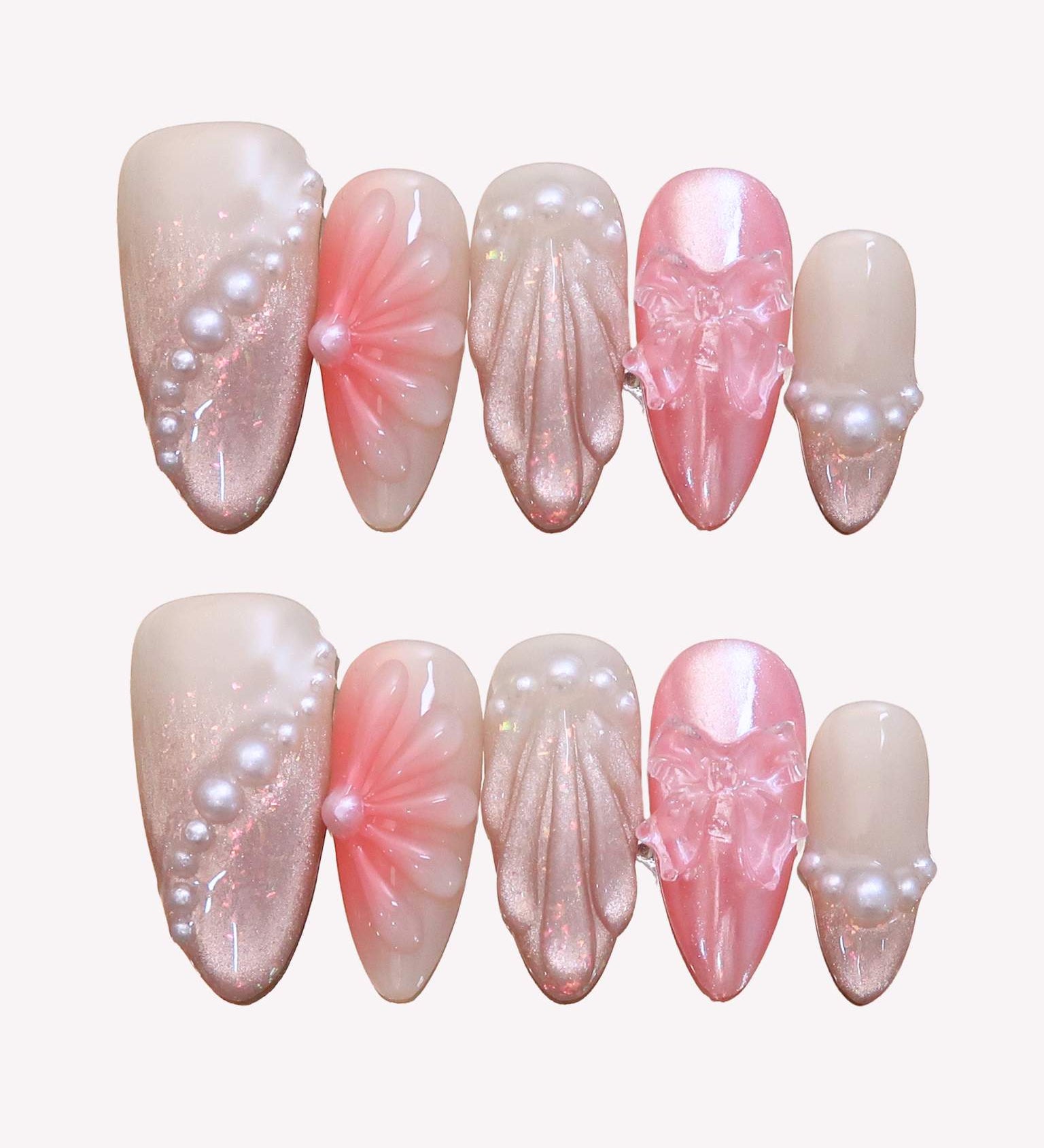 Miss Underwater - Ersa Nails Pink Nude Med Almond PressOnNails