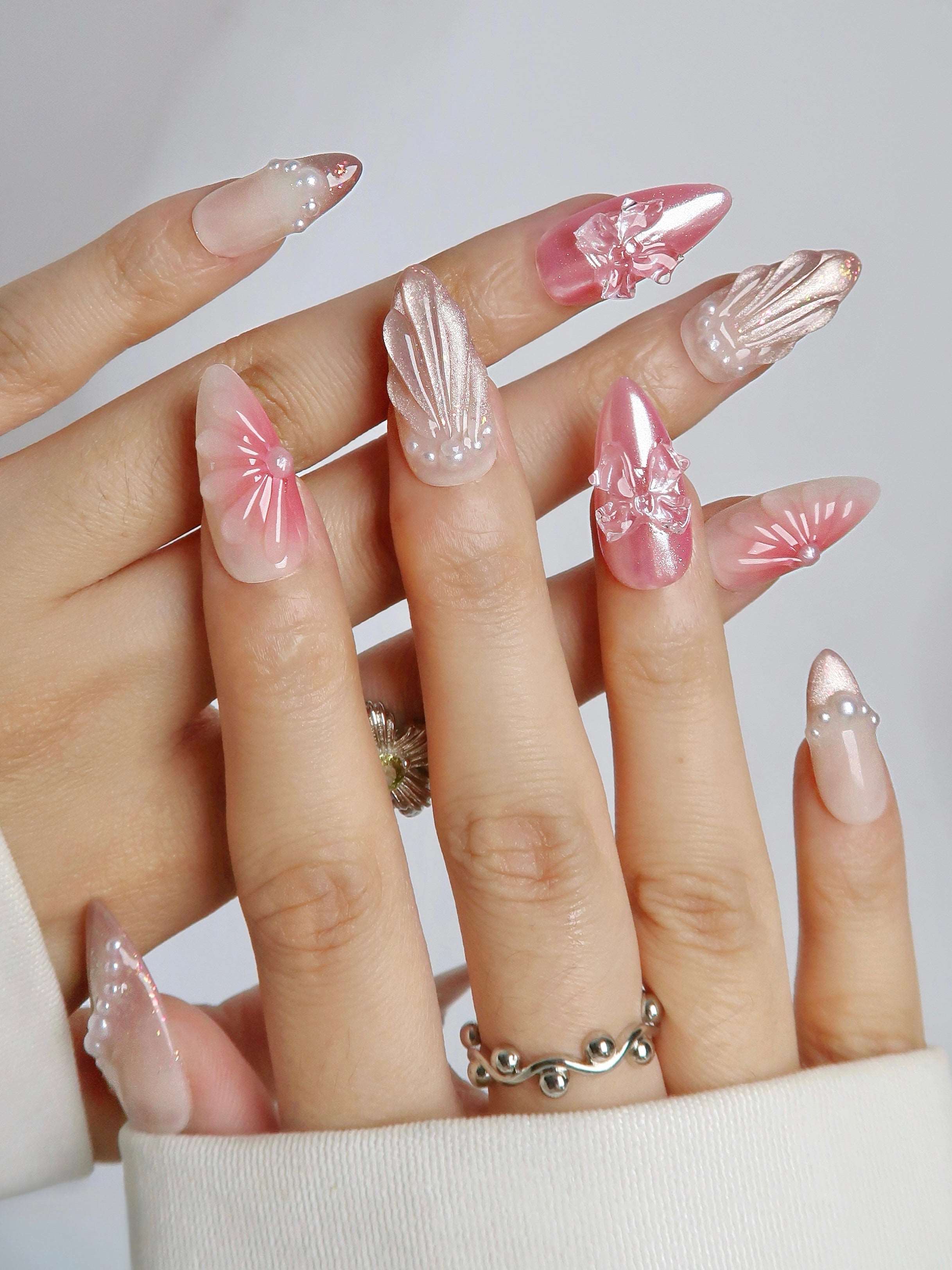 Miss Underwater - Ersa Nails Pink Nude Med Almond PressOnNails