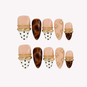 Mocha Latte - Ersa Nails Nude Brown Gold PressOnNails