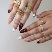 Mocha Latte - Ersa Nails Nude Brown Gold PressOnNails