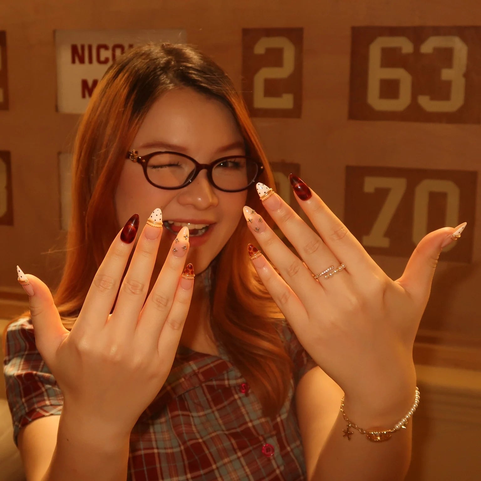 Mocha Latte - Ersa Nails Nude Brown Gold PressOnNails
