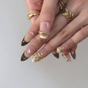 Modern Glam - Ersa Nails Nude Gold Brown Medium Almond PressOnNails