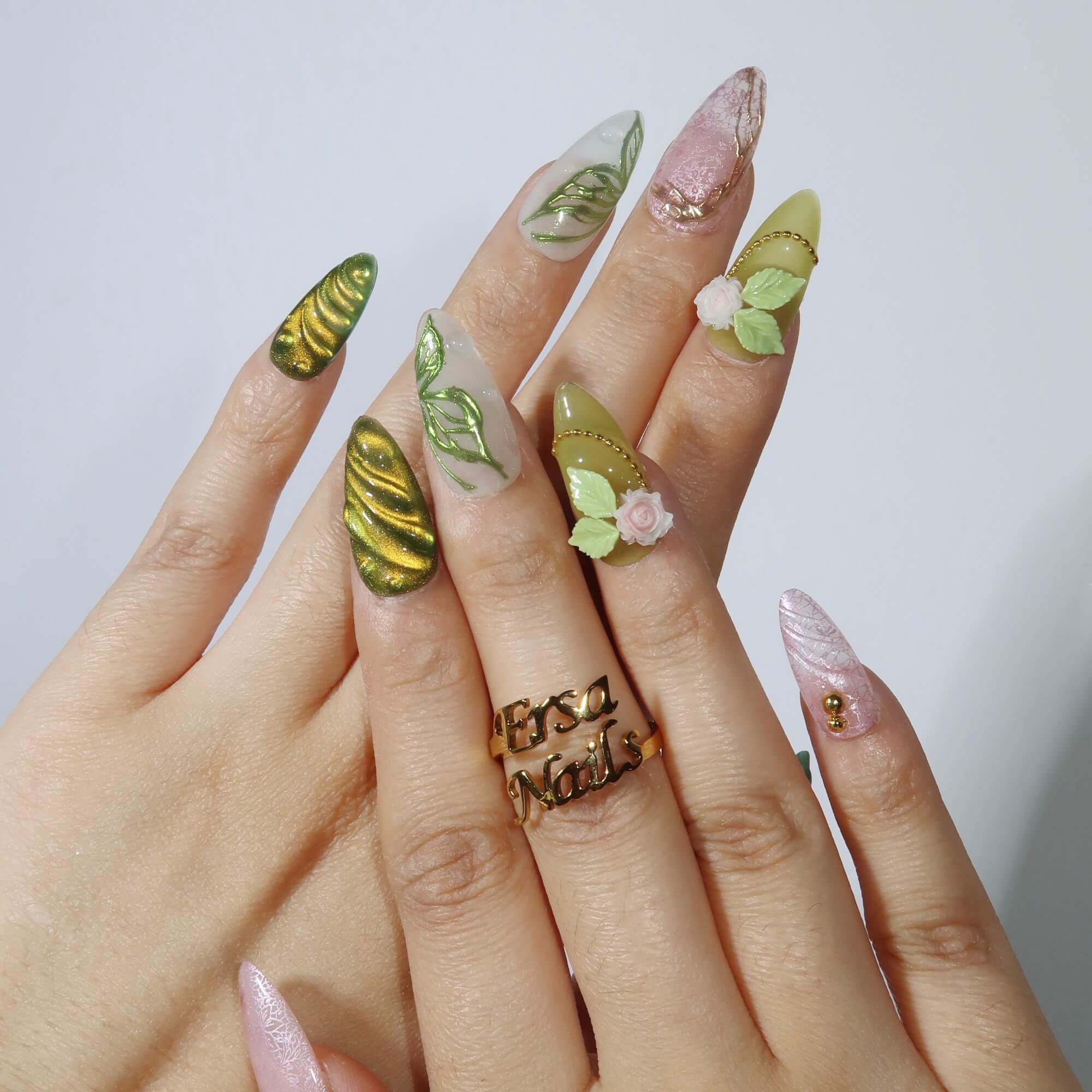 Monet's Garden - Ersa Nails Jade Pink PressOnNails