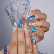 Moonlight Express - Ersa Nails White Blue Gold PressOnNails