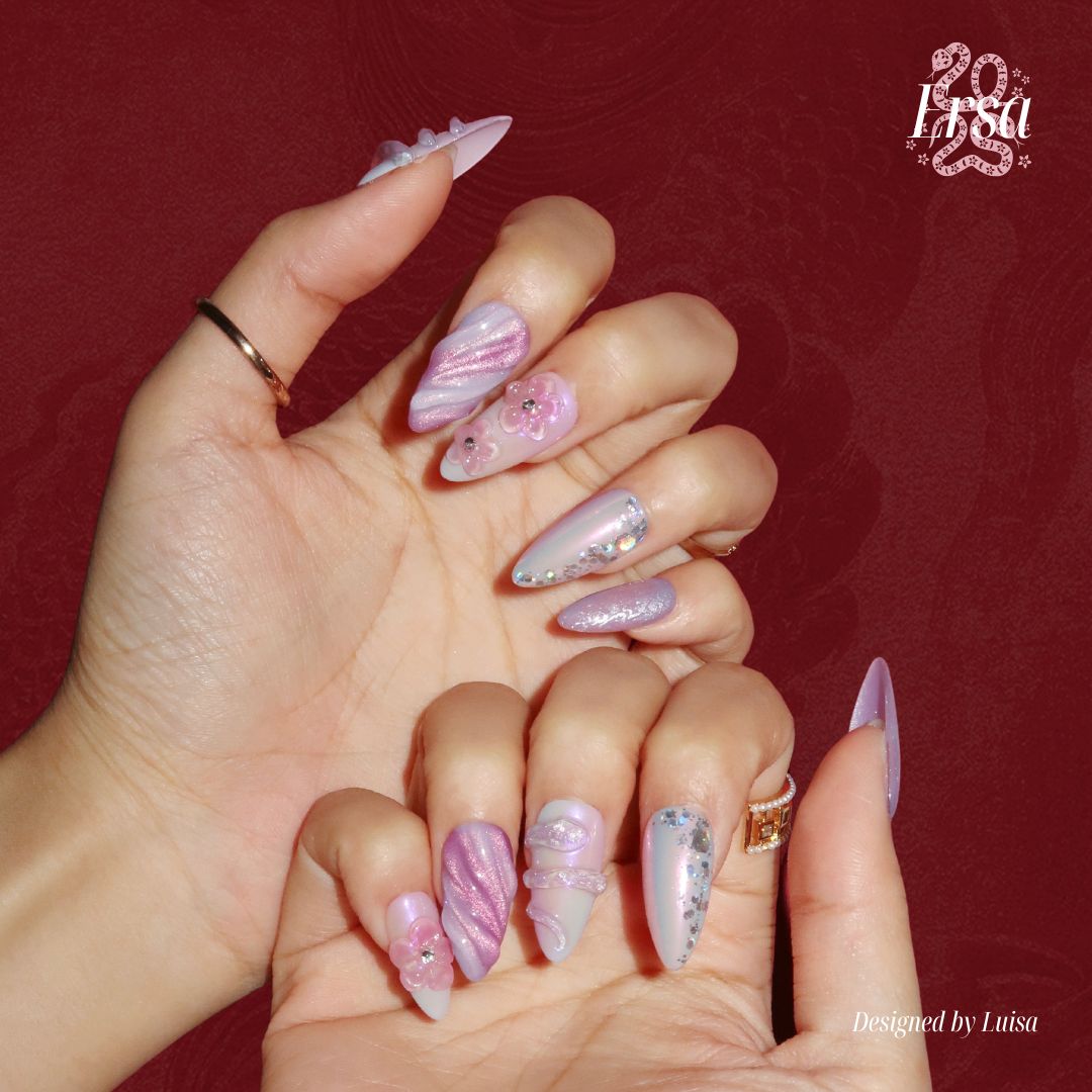 Moonlight Scales - Ersa Nails Pink Purple PressOnNails