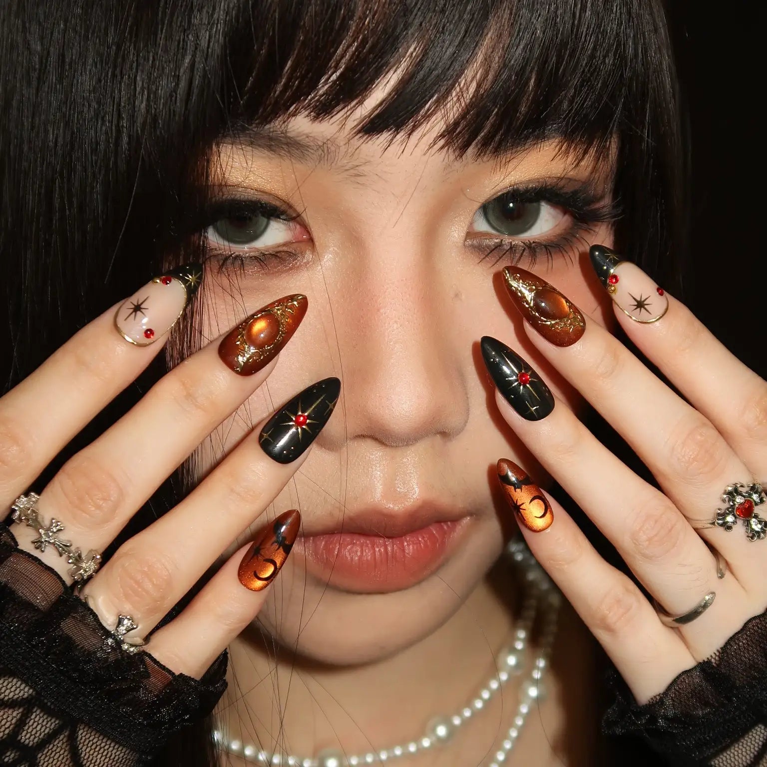 Moonspell - Ersa Nails Black Gold PressOnNails